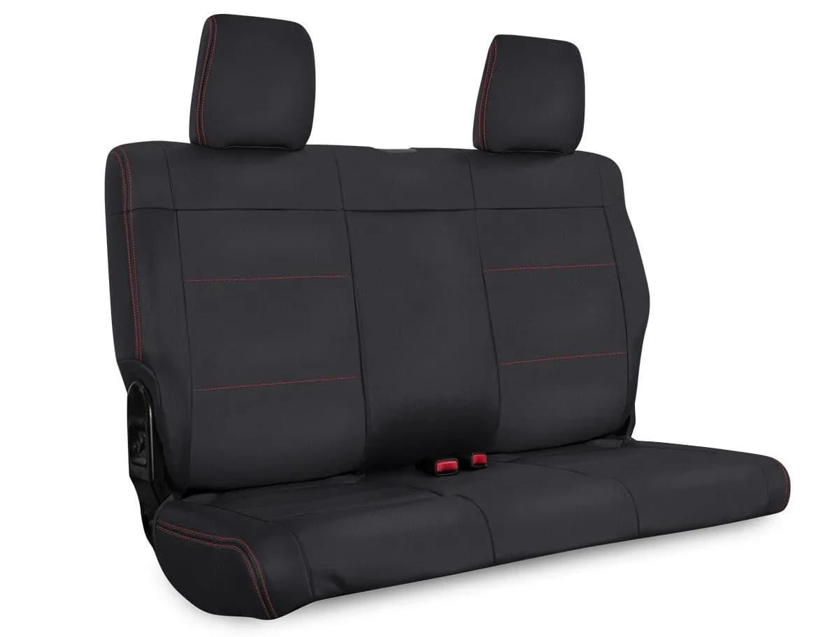 Rear Seat Cover for 07-10 Jeep Wrangler JK 2 Door Black with Red Stitching PRP Seats