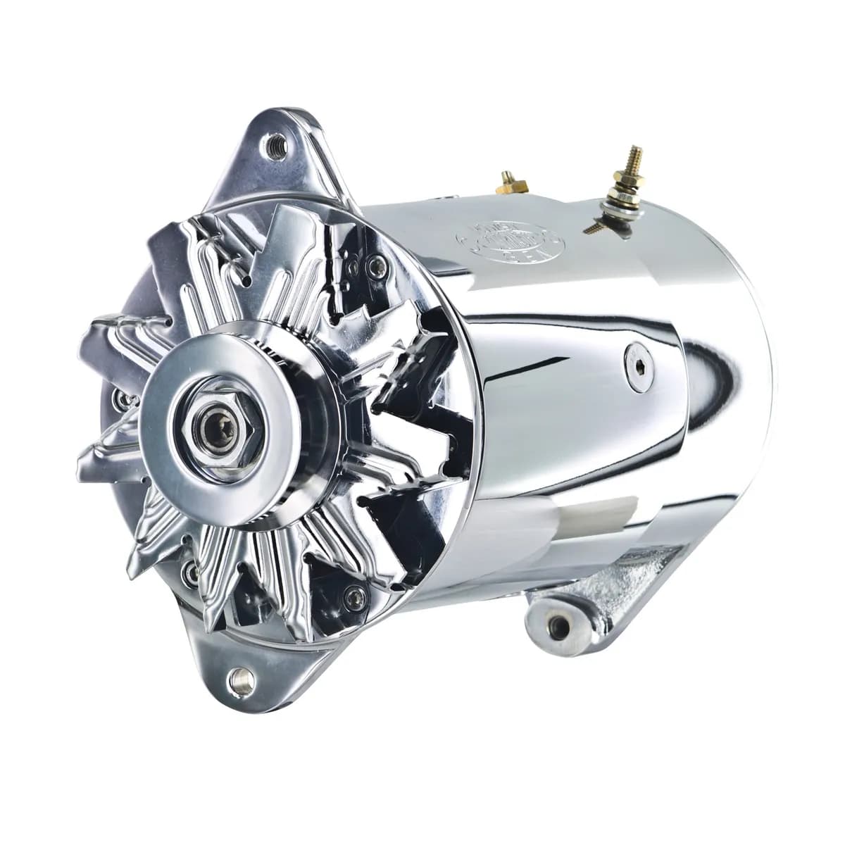 PowerGEN Alternator; Long Case; 90 Amp.; 65 Idle; 12 Volt; w/Lamp Terminal; Chrome;