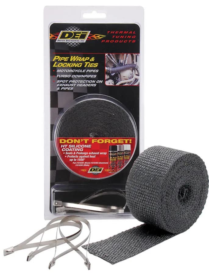 DEI Pipe Wrap and Locking Ties Kit - Black - 2 in x 25 ft
