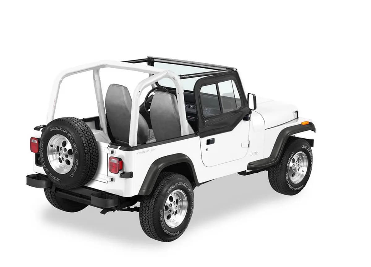 9706 Jeep Wrangler Upper Door Sliders For Factory & All Bestop Soft Tops Black Diamond