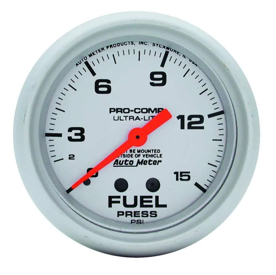 Gauge, Fuel Pressure, 2 5/8", 15psi, Mechanical, Ultra-Lite