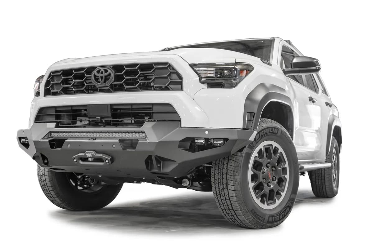 Matrix Front Bumper; w/ No Guard; Matte Black Powder Coat; Steel; 30 in. Light Bar/ Four 2x3 LED Pod Lights; Incl. D-Ring Mounts;