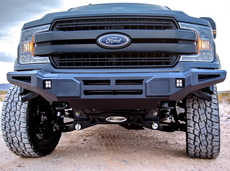 Alumilite Front Bumper; w/ 3.5 in. Double Or Single Square Light Holes; w/ Bolt-On RT Series Light Bracket; Fits w/o Or w/ Parking Sensors; Retains Factory Tow Hooks; Non-Winch;