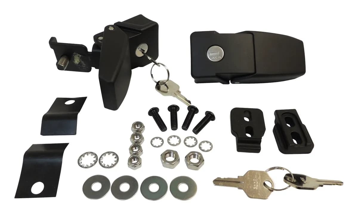 0715 JK Wrangler Blk Locking Hood Catch Kit