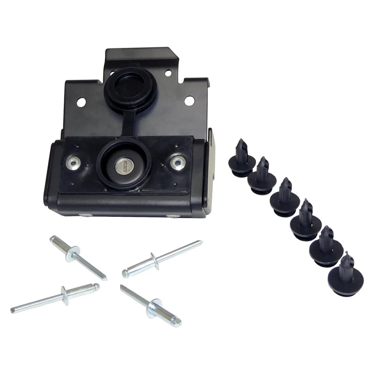 Hood Lock For 20072018 Jeep JK Wrangler; Uses Factory Ignition Key to Unlock