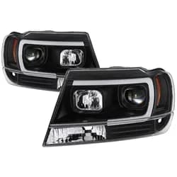 ( Spyder Signature ) Jeep Grand Cherokee 99-04 Version 2 Light Bar Projector Headlights - Black