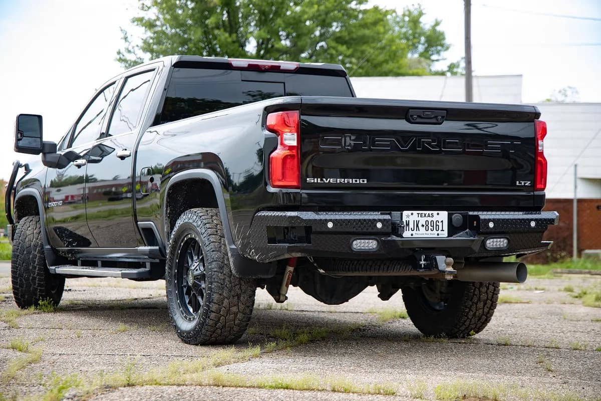FT Rear Bumper For 2020-2026 Silverado/Sierra 2500/3500 HD Sensor Cutouts Gloss Black Powdercoat Bodyguard Bumpers
