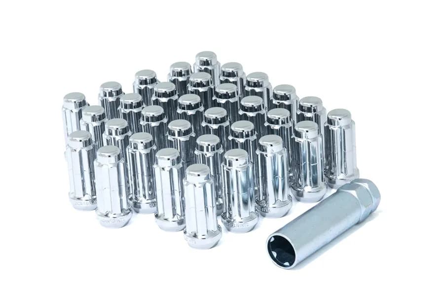 Small Diam Spline Duplex Lug Nuts 13/16&7/8 Key 9/16-18 Chr 32qty K8TS-00916GR