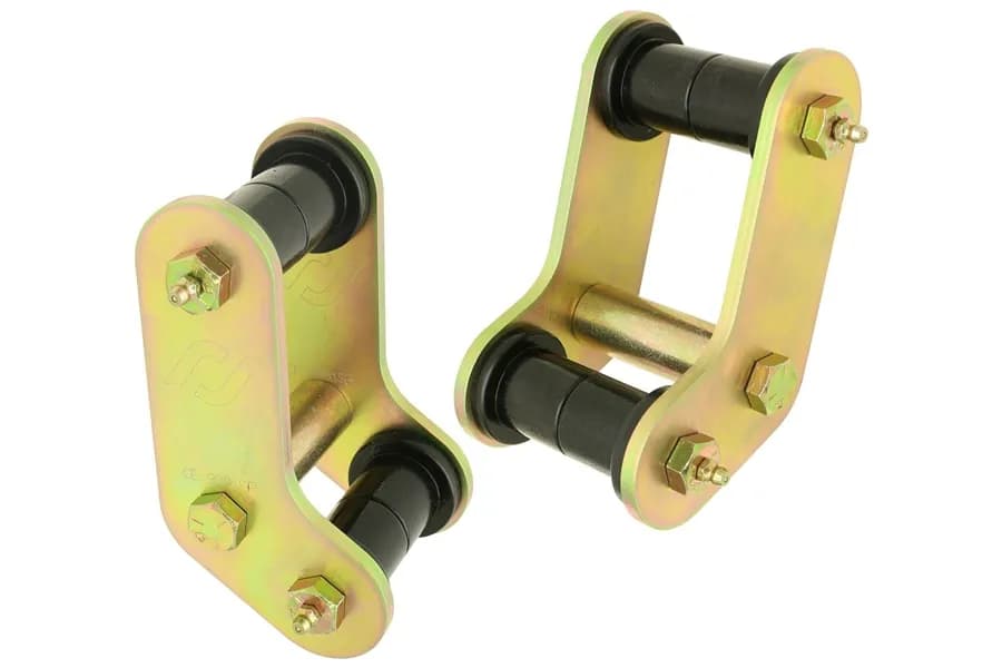 Boomerang Leaf Spring Shackles 87-95 Wrangler YJ Rear Includes Urethane Bushings HD Greasable Bolts Pair RockJock 4x4