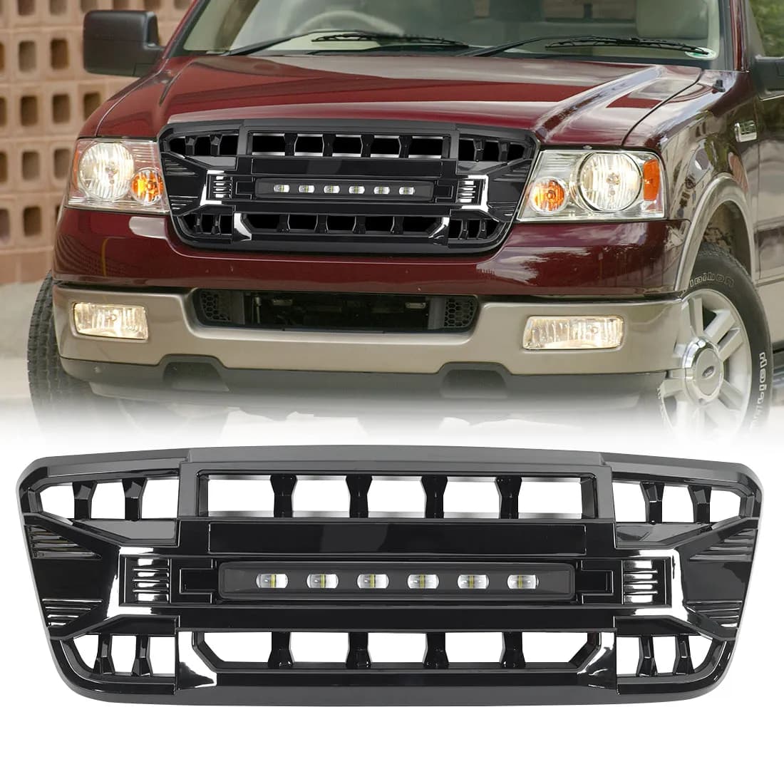 American Modified Amfmaa00113 Armor Grille With LED Off-Road Lights - Matte Black