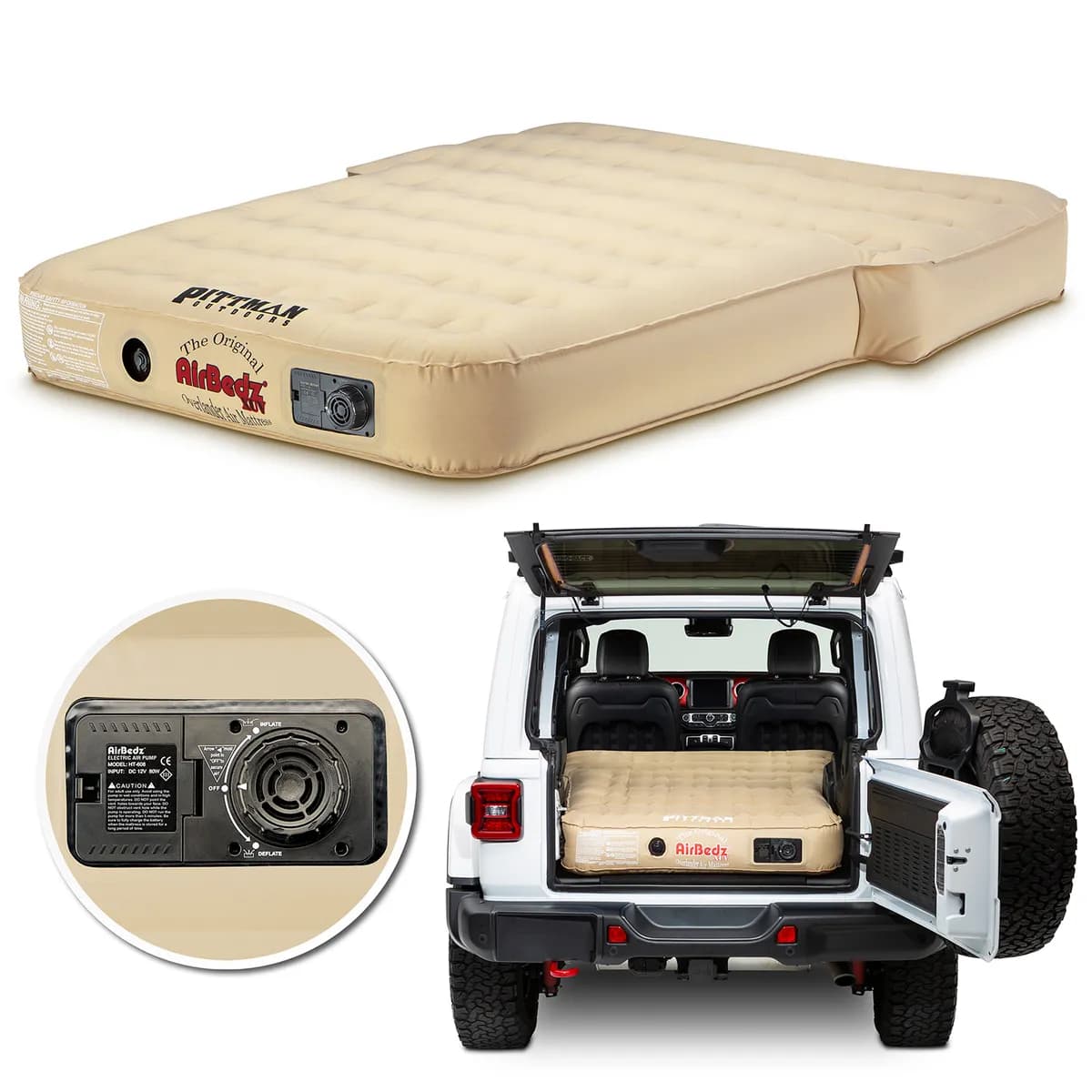 AirBedz PPI-TAN_XUV SUV Jeep, Suv & Crossover Air Mattress w/ Built in Pump & Rechargeable Battery