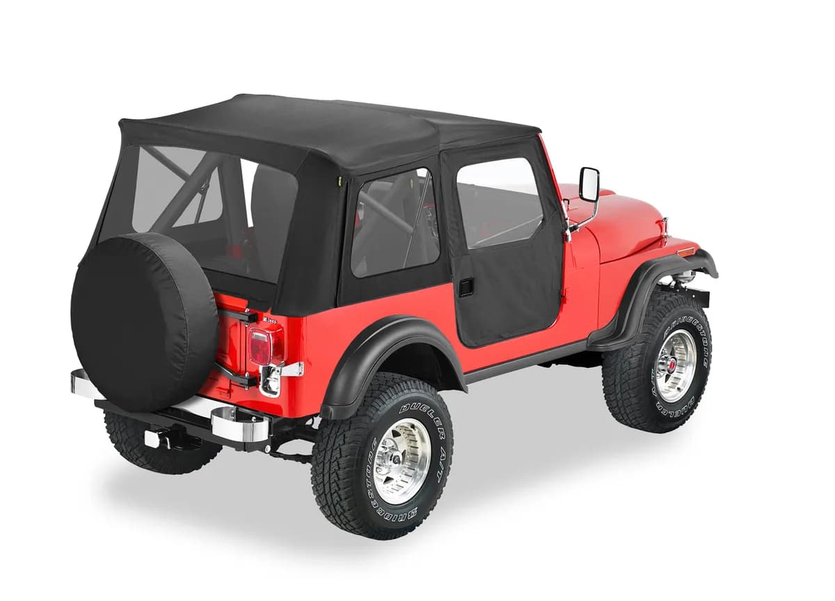 Jeep CJ5 Soft Top Supertop Classic Squareback Soft Tops For Jeep 1955-1975 CJ5 Clear Black Denim Bestop