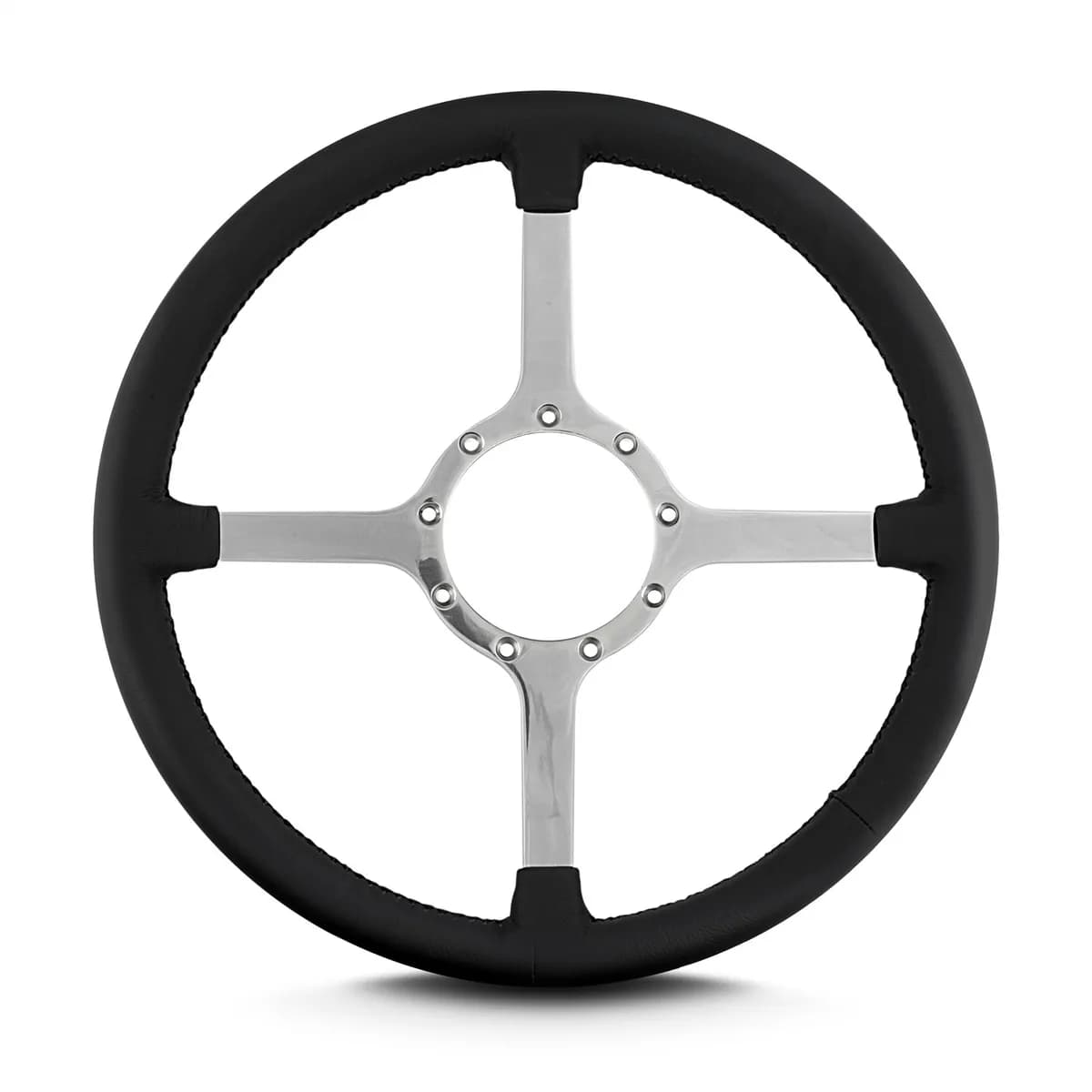 Lecarra Mark 4 Classic Steering Wheel; Black; Polished Spokes; 15 in. Standard Grip;
