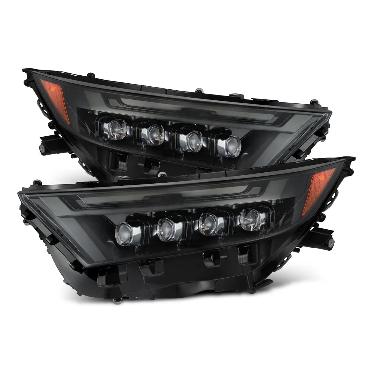 LED Projector Headlights Alpha-Black w Activation Light Sequential Signal Switchback DRL