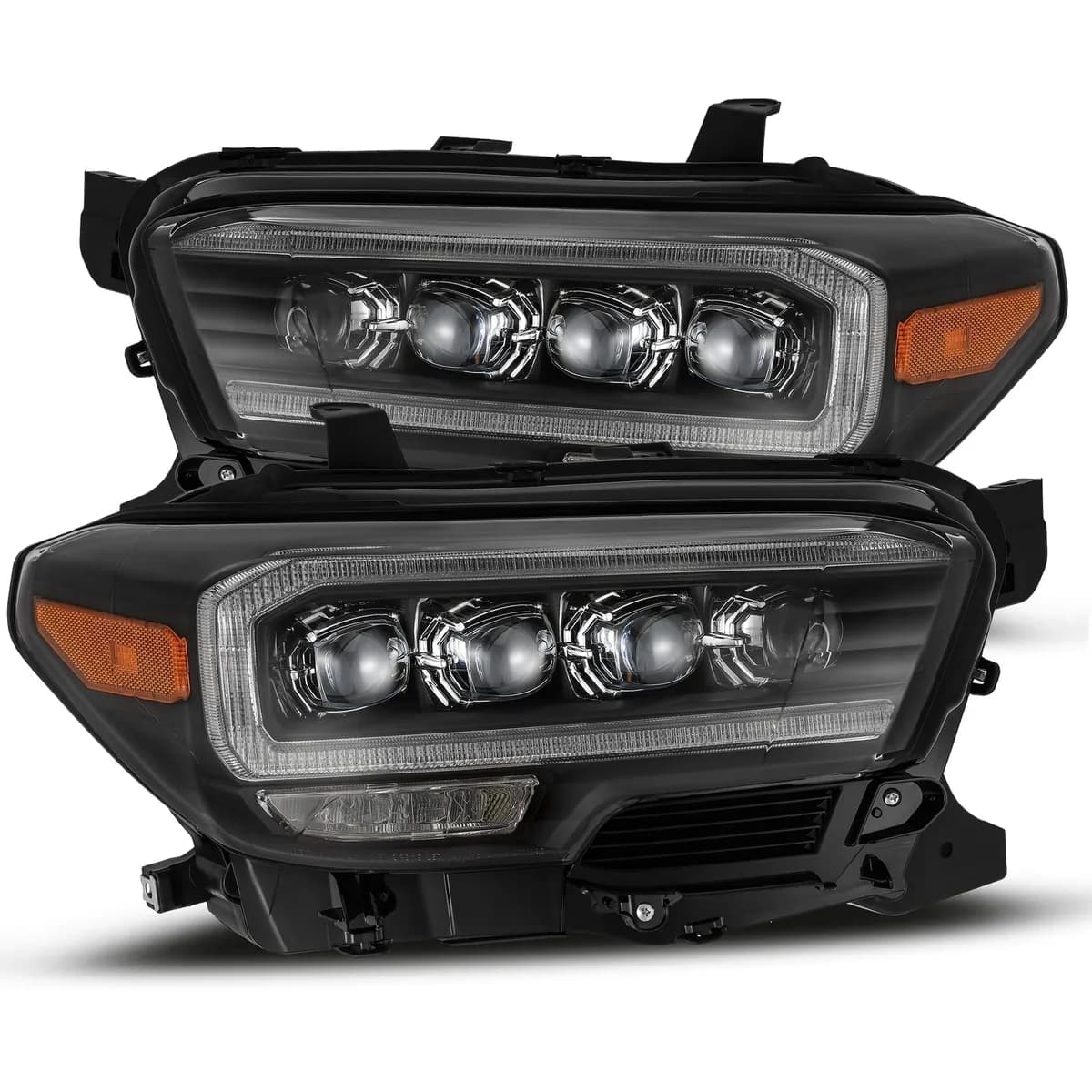 LED Projector Headlights Plank Style Design Black w Activation Light
