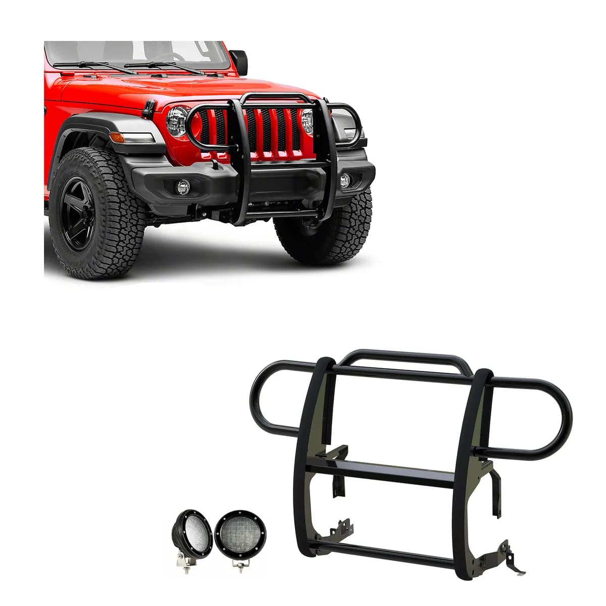 Black Horse Grille Guard Kit Black 18-23 Jeep JL/JT