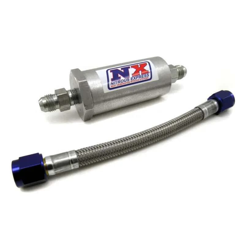 Nitrous Express - 6an Pure-Flo N20 Filter & 7 Stainless Hose (Lifetime Cleanable) - 15610