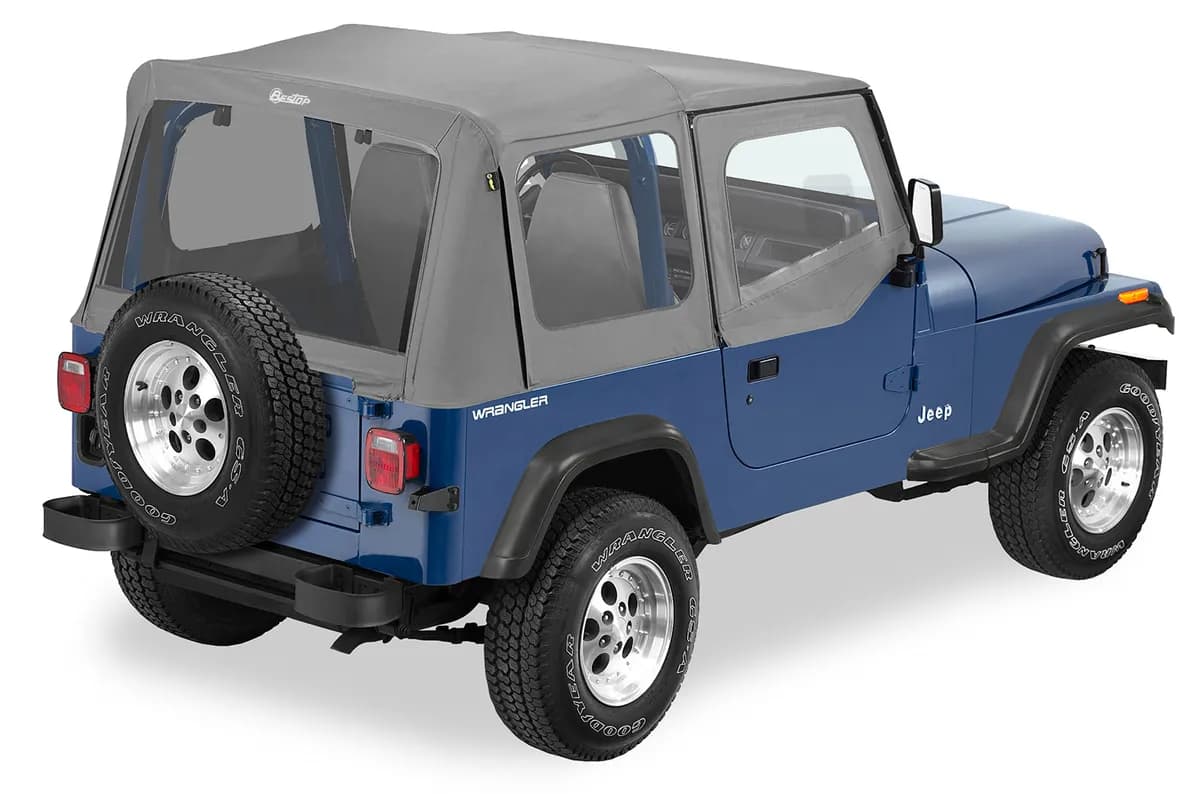 Charcoal/Gray Replace-a-Top Replace-a-Top Fabric-only Soft Top Jeep 88-95 Wrangler; Includes door skins; Clear side and rear windows