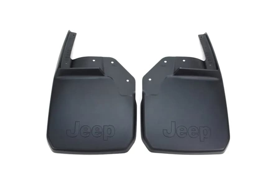 Mopar Front Deluxe Molded Mudflaps w/Jeep Logo - Black - JK