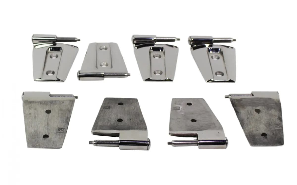 Jeep JK Door Hinge Set 8 Pieces 4 Door 07-18 Wrangler JK Polished Silver Kentrol