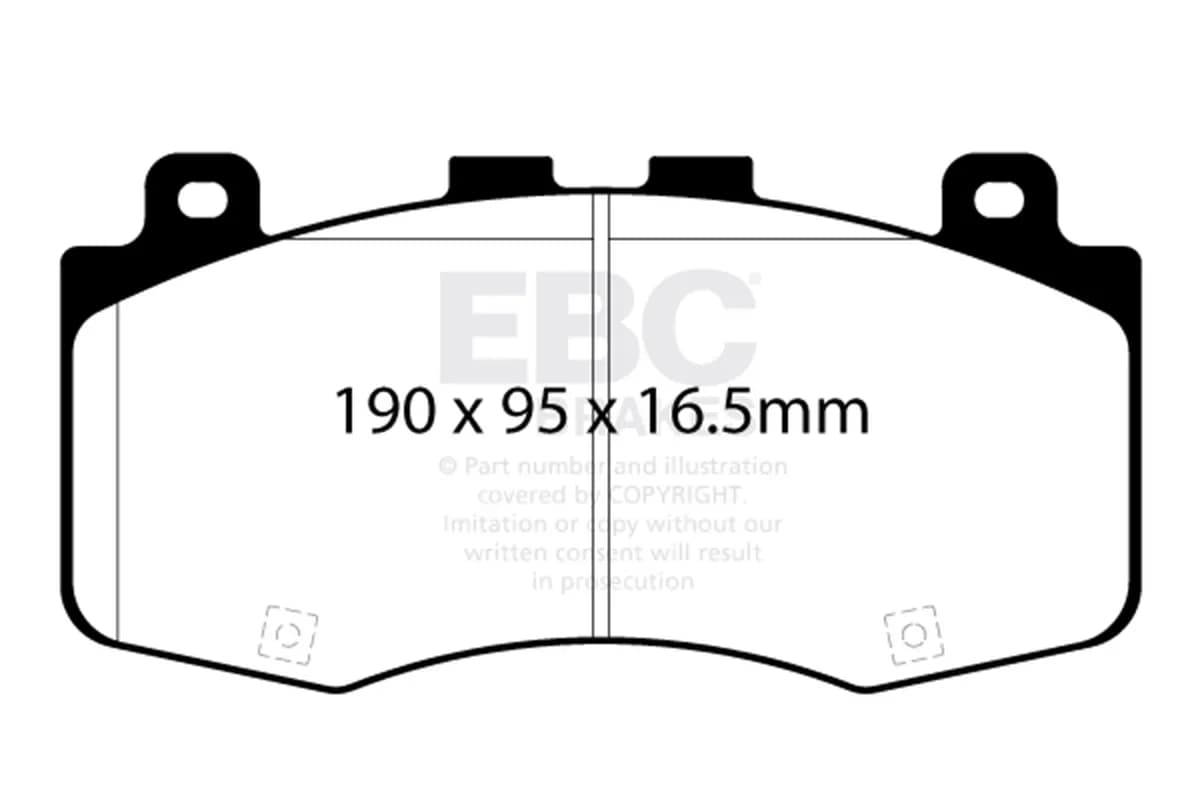 Yellowstuff Street And Track Brake Pads; FMSI Pad No. D2152; Vented; 400mm Dia.; 54.7mm Height; 36mm Thick; 72mm Center Hole Dia.; Pad Dimensions: 189.7 x 94.8 x 16.6mm;