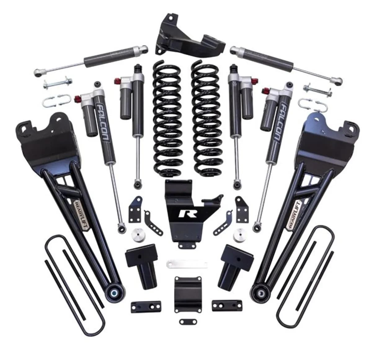 4ft. Coil Spring Lift Kit with Falcon 3.3 Front/Rear Shocks; Radius Arms; Dual Steering Stabilizer; and Front Track Bar Bracket