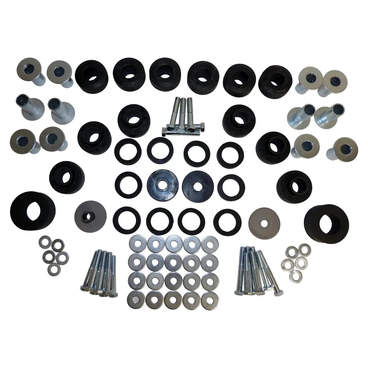 Body Mount Master Kit Jeep 1979-1983 CJ-5 1979-1986 CJ-7 1981-1986 CJ-8 w Steel Body Body Mount Master Kit Includes Upper Lower Grille Mount Bushings Grille Mount Retainer Grille Mount Washer Upper Lower Body Mount Bushings Body Mount Retainers and