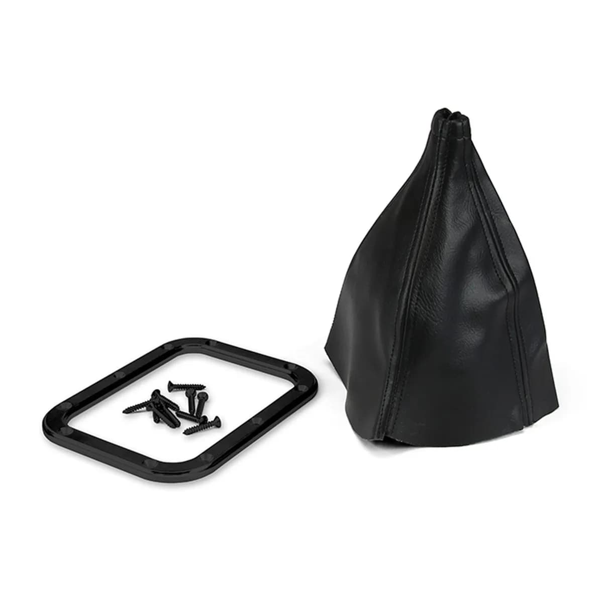 Rectangular Floor Mount Shifter Boot Kit; Incl. Boot/Stainless Screws/Black Anodized Aluminum Ring;