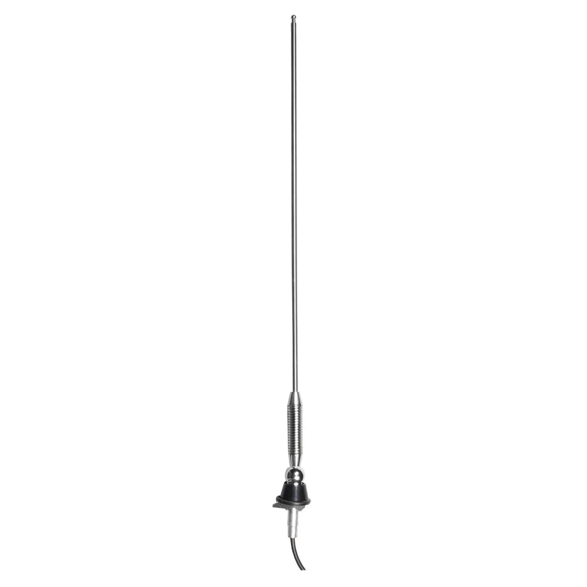 ANTENNAWorks; Universal Antenna; Side Mount; Front; For 1 in./25mm Hole/Split Ball; 53 in./135cm 3-Section Mast w/Spring; 54 in/137cm Cable; Stainless Steel;