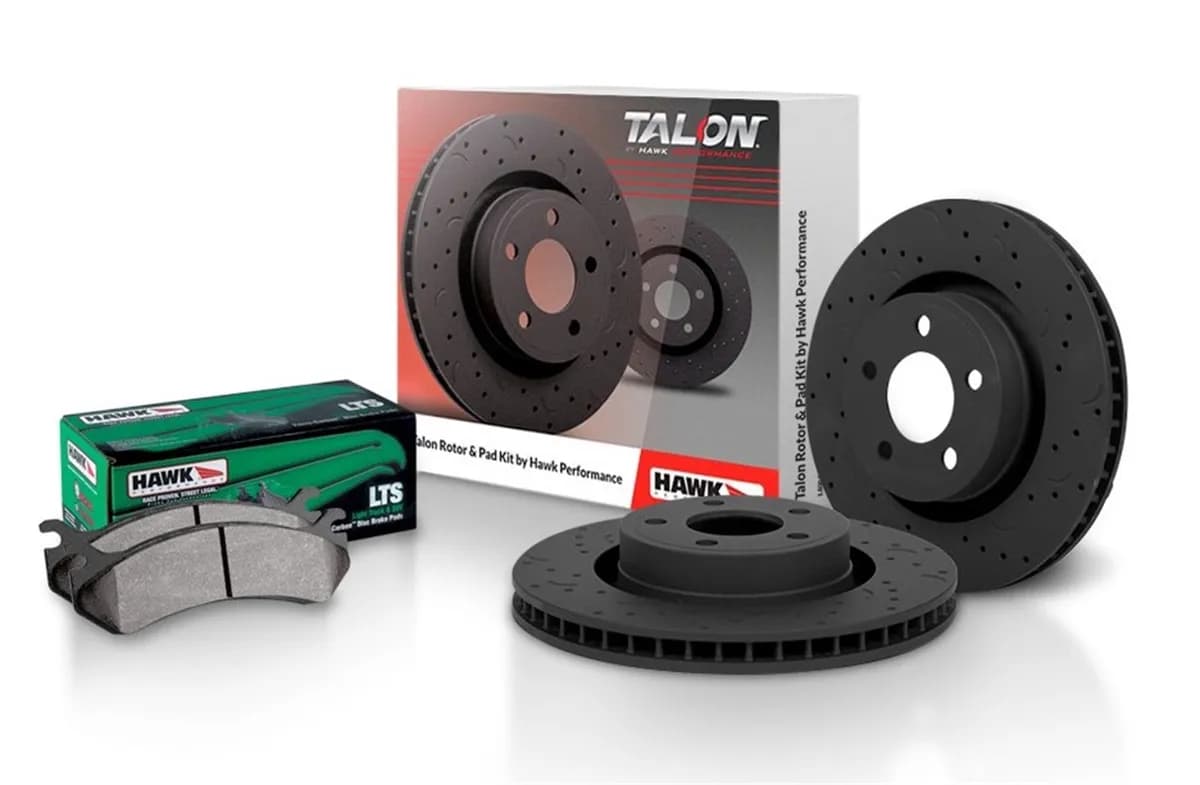 Talon Street Rotor And Brake Pad Kit; Cross Drilled And Slotted w/LTS Pads; Rear;