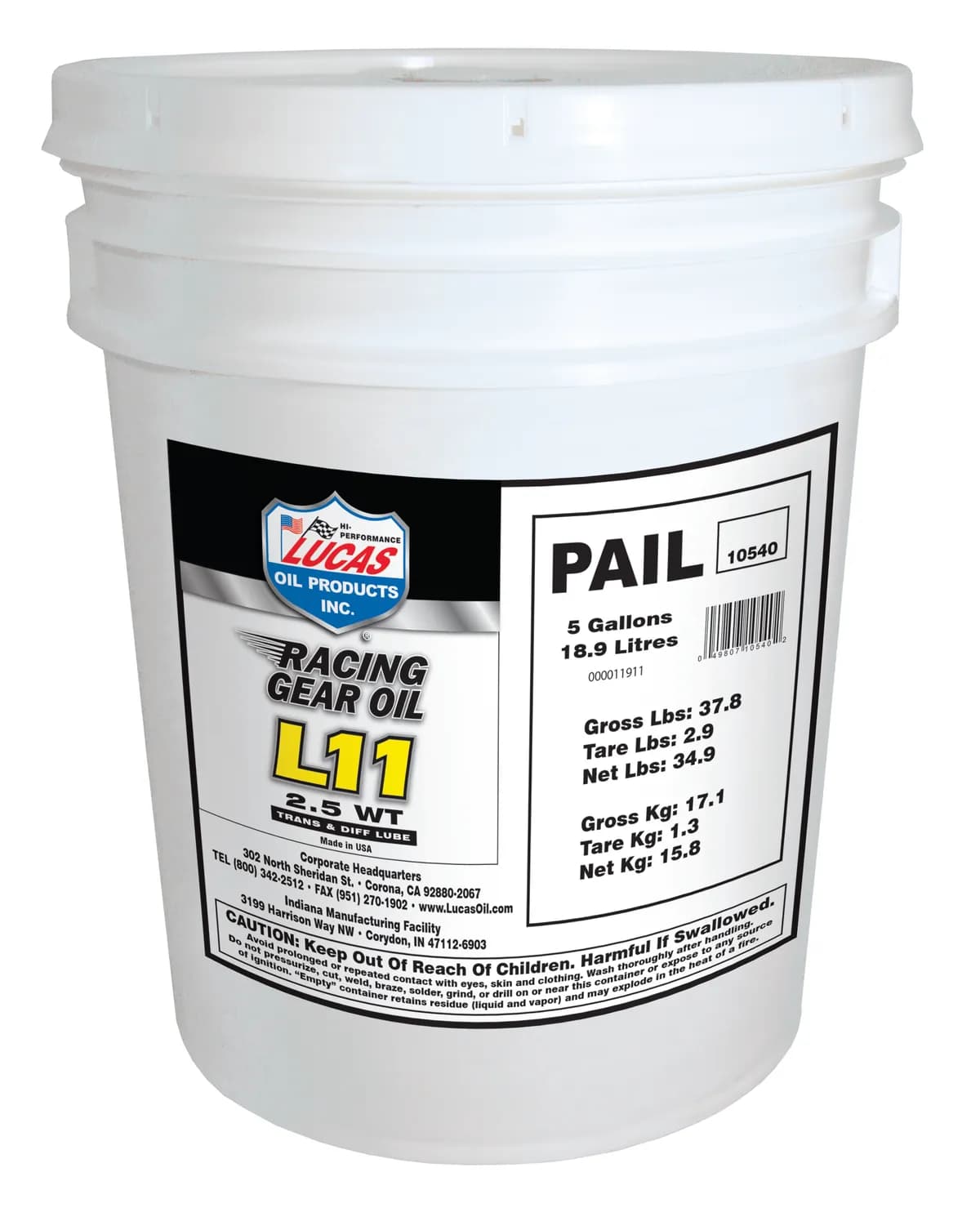Synthetic L11 Racing Gear Oil/1x1/5 Gallon Pail