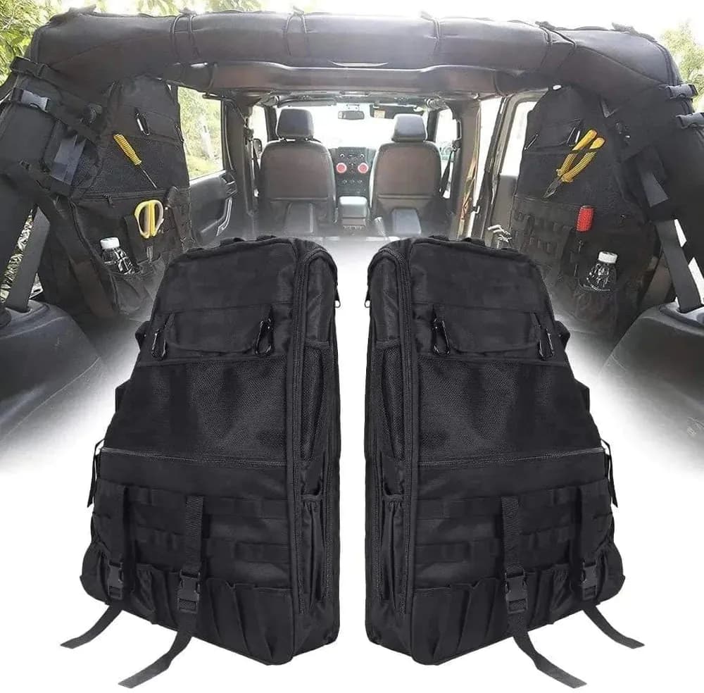 Suparee Rear Roll Bar Jeep Storage Bags with with Multi-Pockets & Organizers for 1997-2024 Jeep Wrangler JK JL TJ LJ
