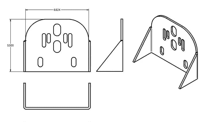 Weld-On Rear Upper Air Spring Bracket 3/16 Milde Steel 3 x 5.5 x 7 Uncoated Ridetech