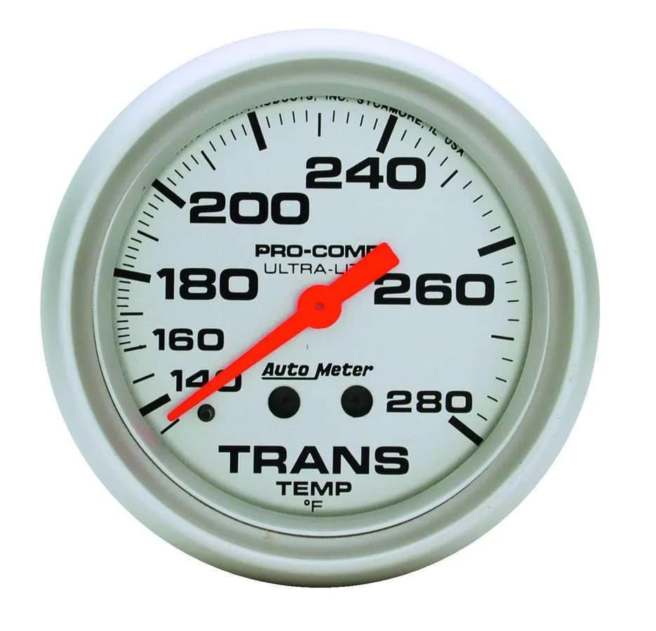 Gauge, Transmission Temp, 2 5/8", 140-280?F, Mechanical, 8ft., Ultra-Lite