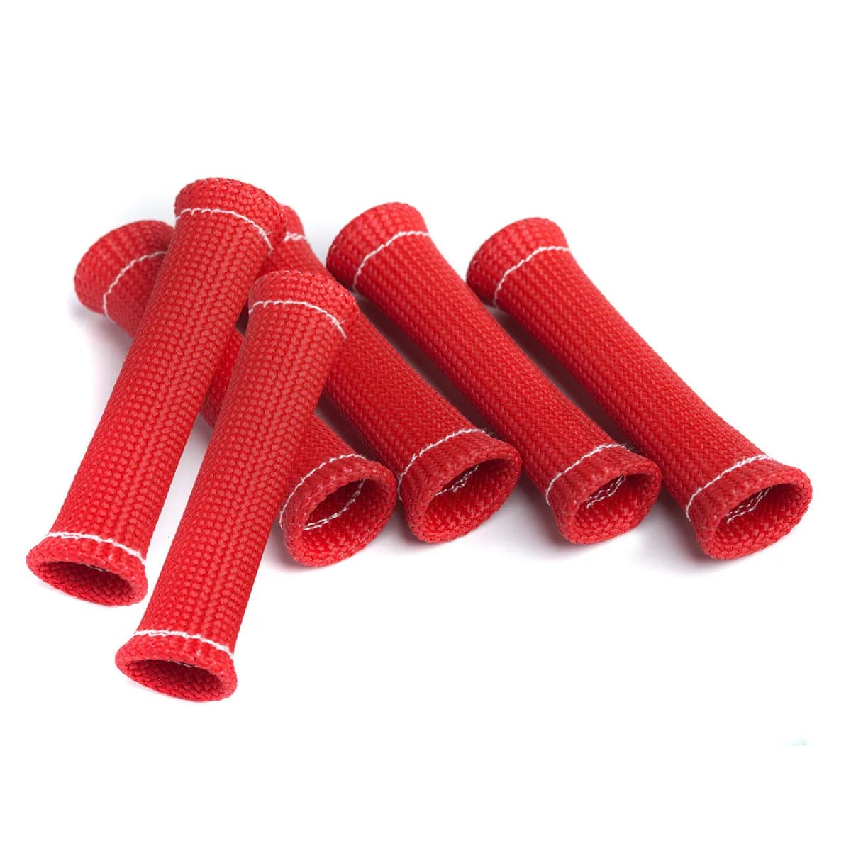 Plug Wire Sleeve Braided 6 x .375 Inch Up to 750 Degree F Red 6 Pack Thermo Tec