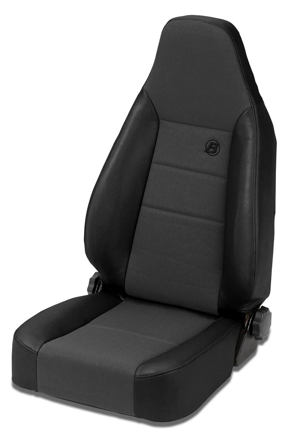 Jeep Bucket Seats Trailmax II Sport Front High Back Bucket Seat For Jeep 1976-1986 CJ7 Center Fabric Insert Black Denim Bestop