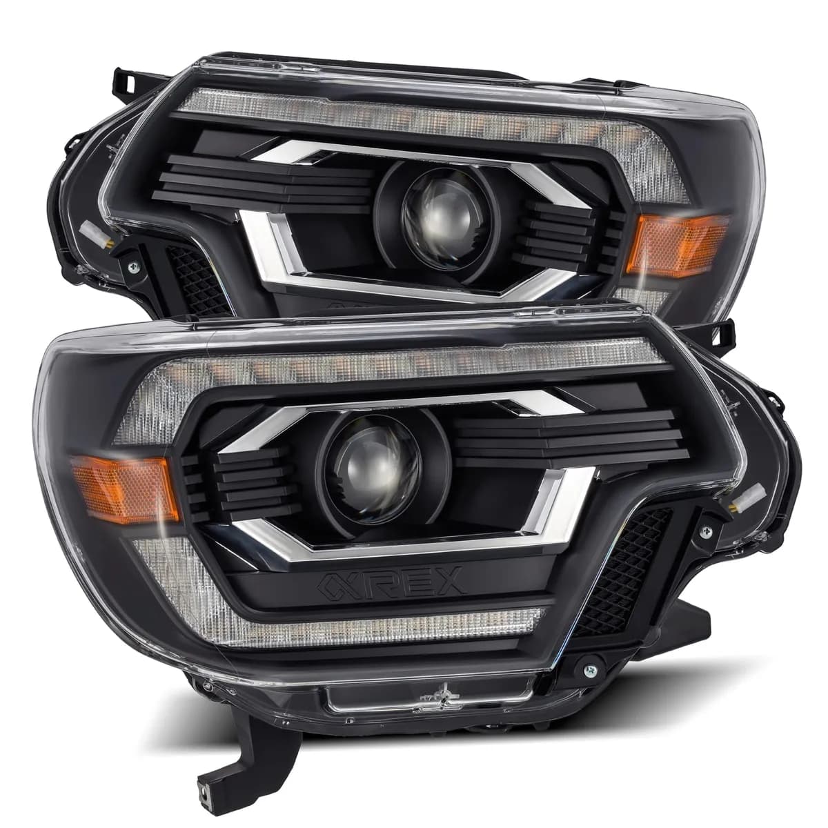 1215 Tacoma Luxxseries LED Projector Headlights Plank Style Black W/Drl