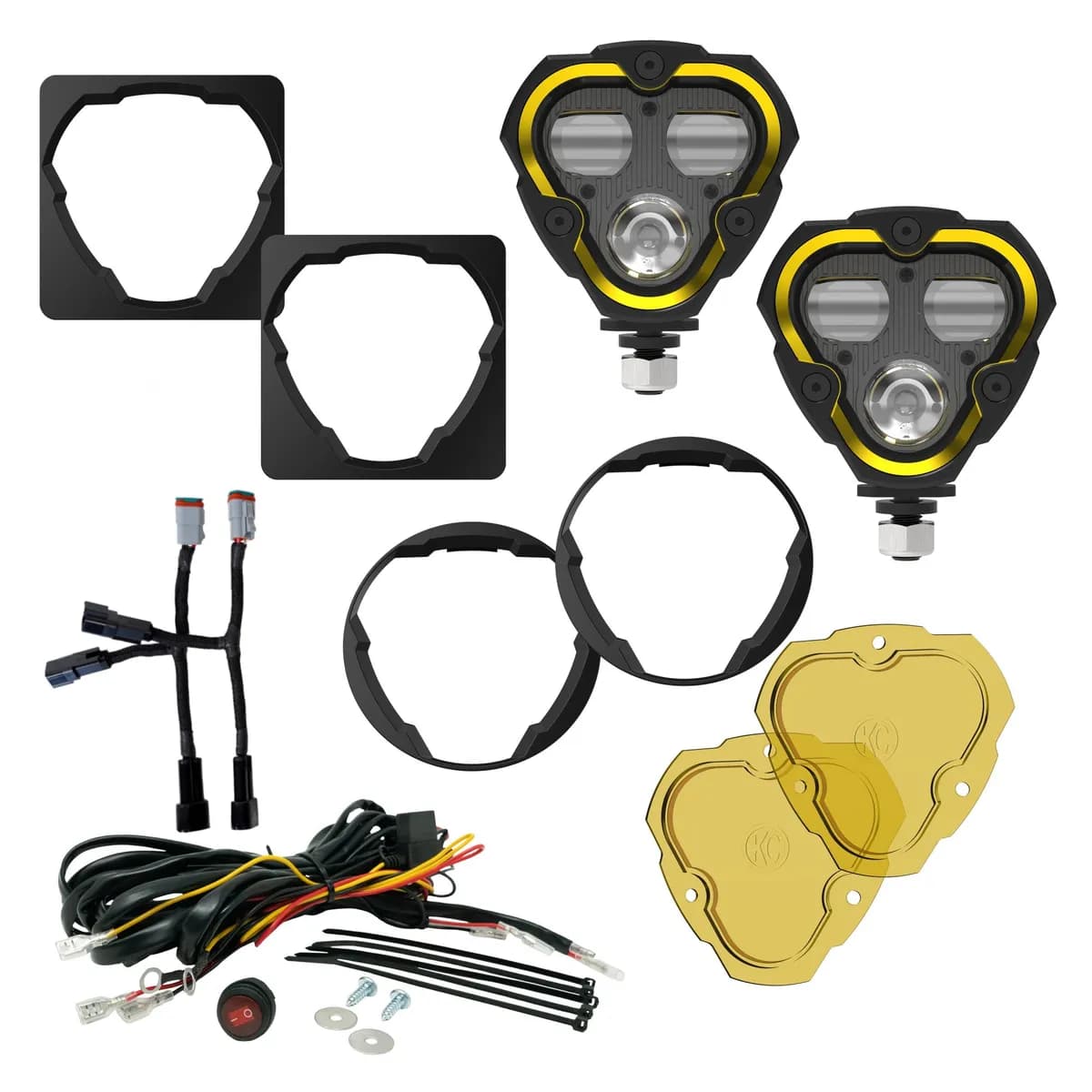 KC Hilites 97147 KC Flex Era 3 LED dm SAE Fog 2-Light Mstr Kit 10-24 Jeep JK JL JT Aftermarket