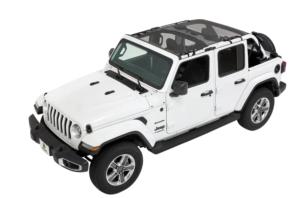 Jeep Wrangler Bikini Top Sun Extended Safari Style Bikini Top For Jeep 2018-Current Wrangler JL 4 Door Mesh Bestop
