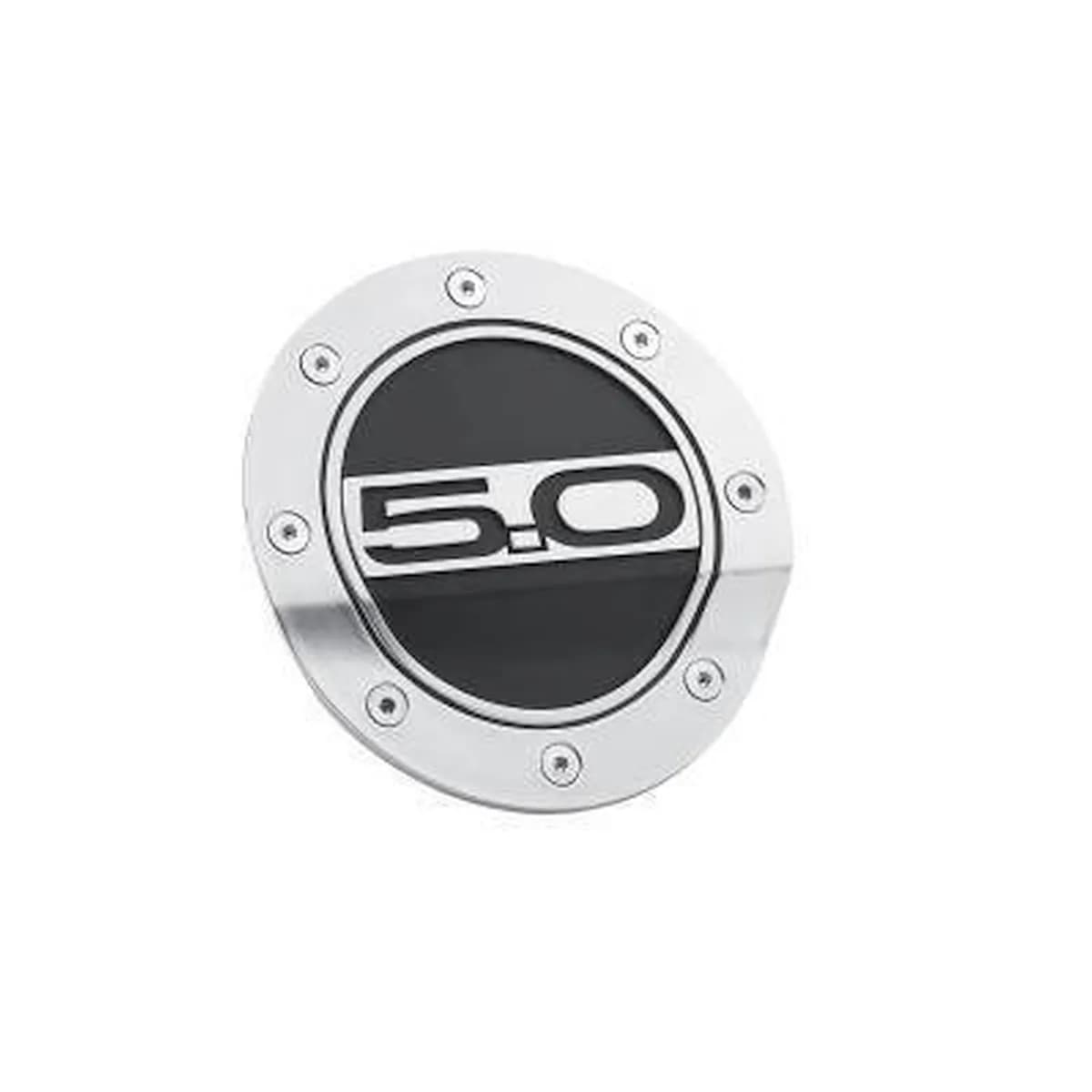 Comp Series Fuel Door; Silver w/Black Accents; 5.0 Logo;