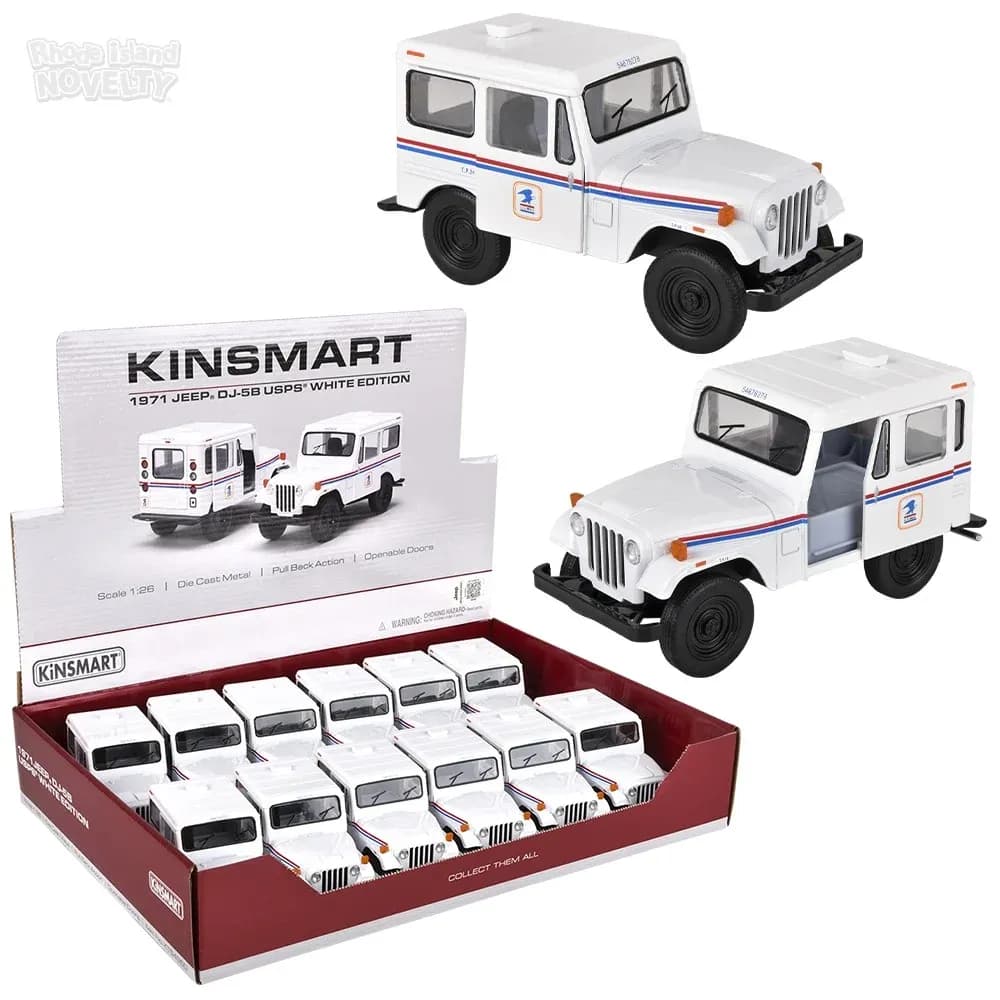 5\" Die-Cast Pull Back 1971 USPS Jeep DJ-5B 12ct