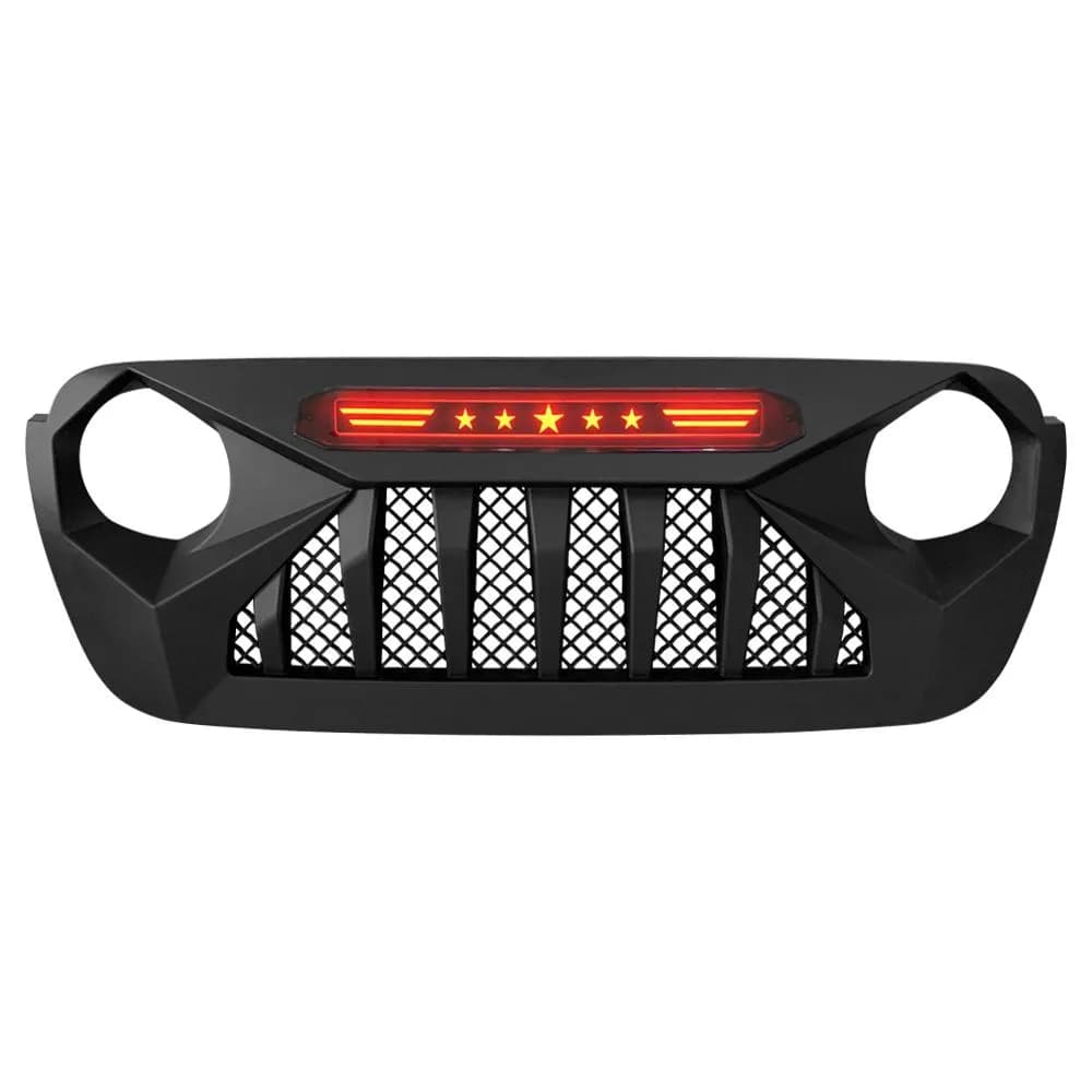 Demon Grille W/ Red Star Lights For 18+ Wrangler JL & Gladiator JT W/O Trailcam