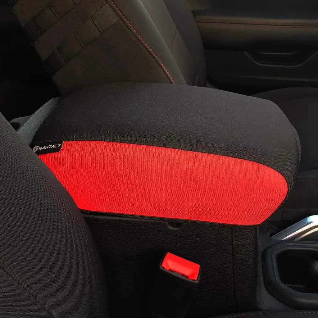 Jeep Center Console Cover Padded For 18-Up Wrangler JL Jeep JL/JLU Red Side/Black Top Bartact
