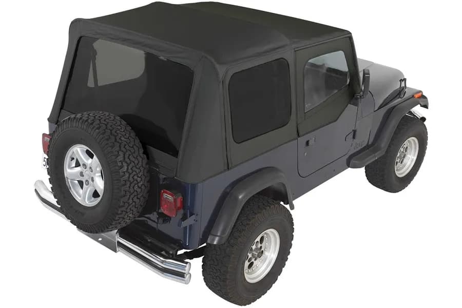 9295 Wrangler Tinted Windows Black Denim Complete Repl Soft Top Kit W/Door Skins For 1/2 Dr Model