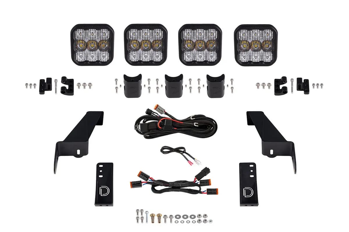 Diode Dynamics - Jeep JL SS5 4-Pod CrossLink Grille Lightbar Kit, Sport White Combo