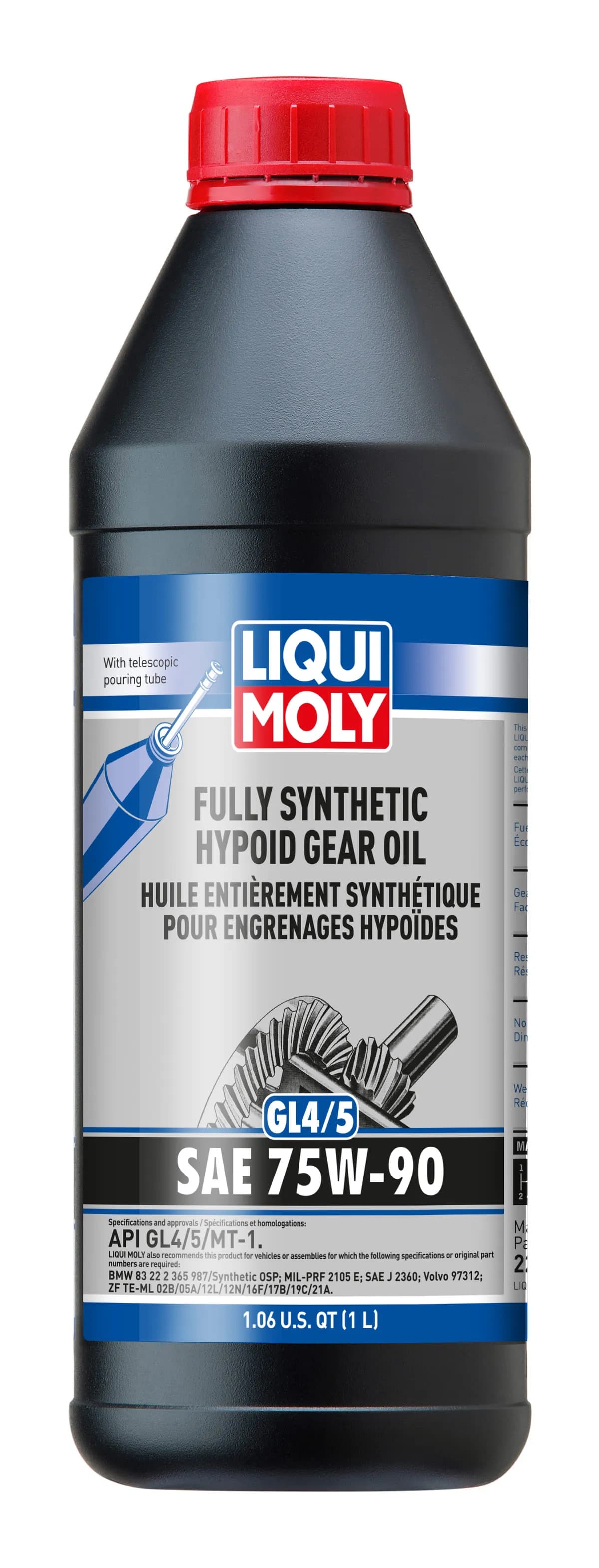 Liqui Moly 22090 Fully Synthetic Hypoid Gear Oil (Gl4/5) SAE 75w-90