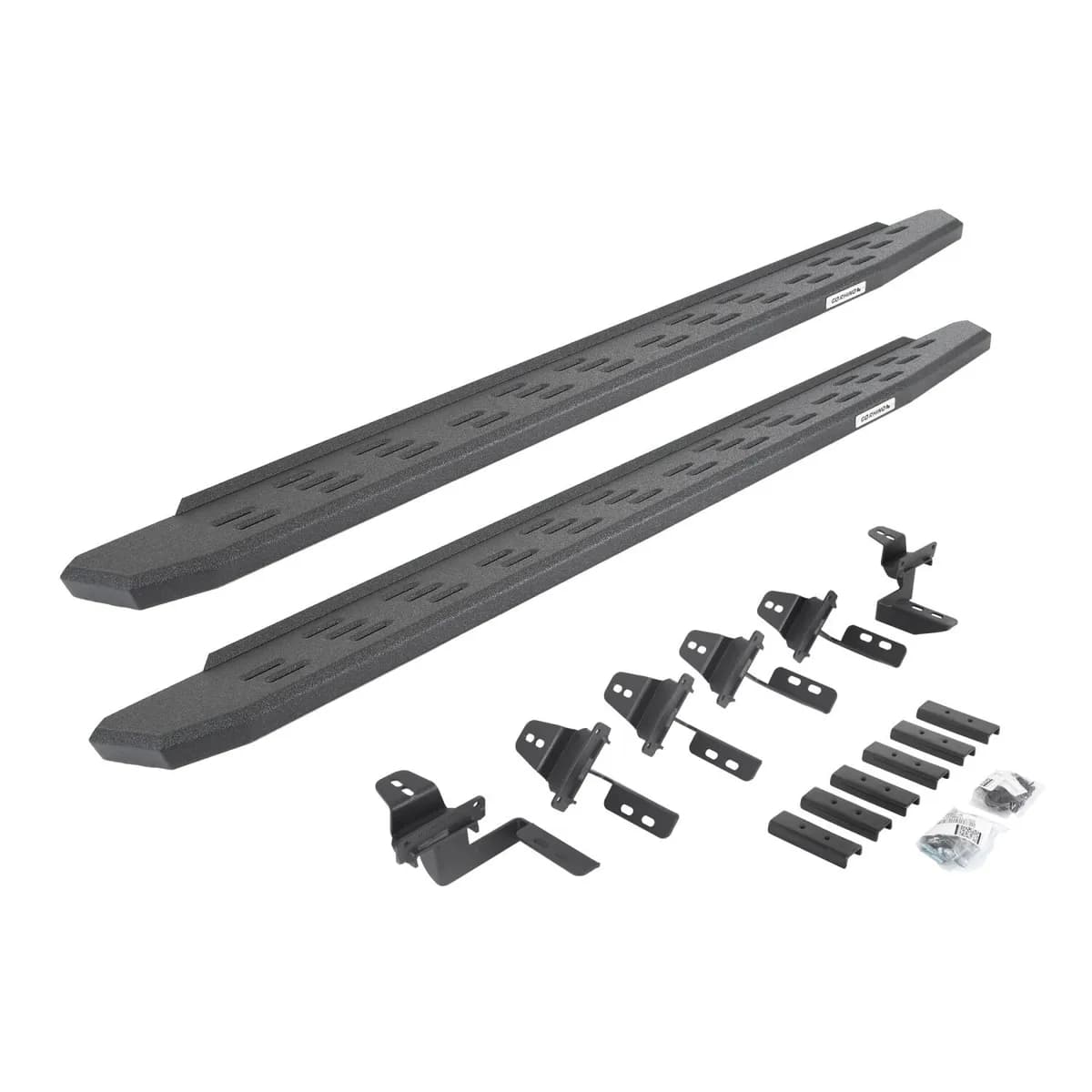 Go Rhino 6965056820T - RB30 Running Boards with Mounting Brackets & 2 Pairs of Drops Steps Kit - Protective Bedliner Coating