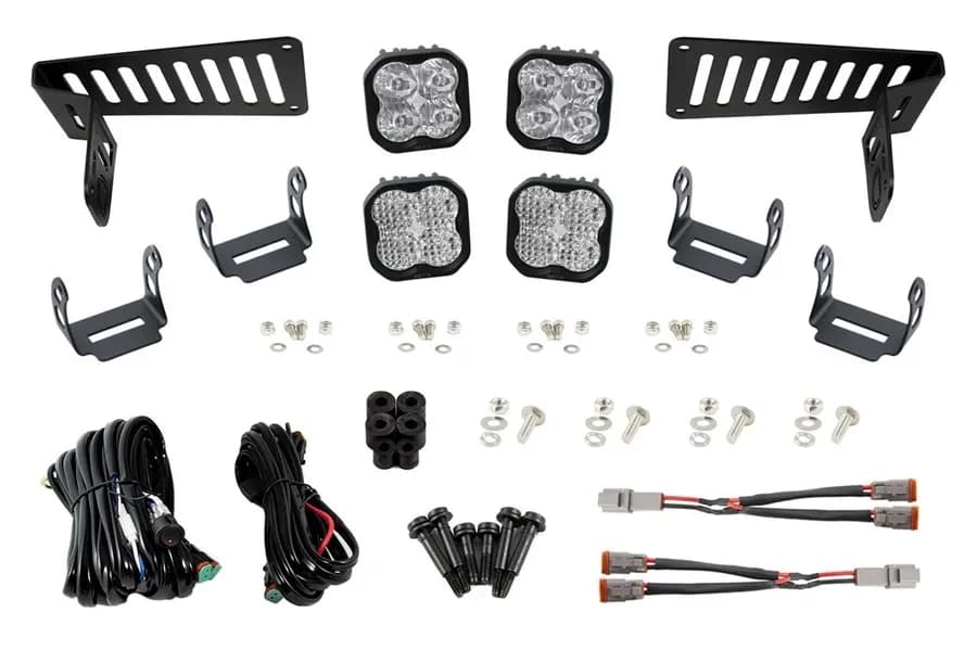 Diode Dynamics SS3 Pro Cowl Mount LED Bracket Kit w/ LED Lights - White Driving/Flood - JT/JL