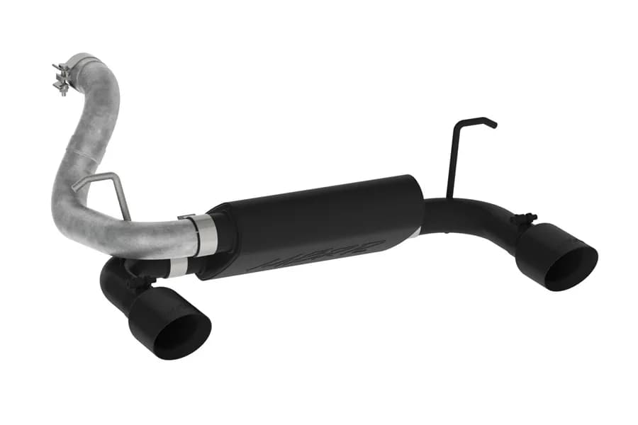 Armor BLK Axle Back Exhaust System; 2.5 in.; Incl. Inlet Pipe/Muffler/Pass. And Driver Side Tailpipe/Clamps/4 in. OD Tips; Dual Rear Exit; Black Coated;