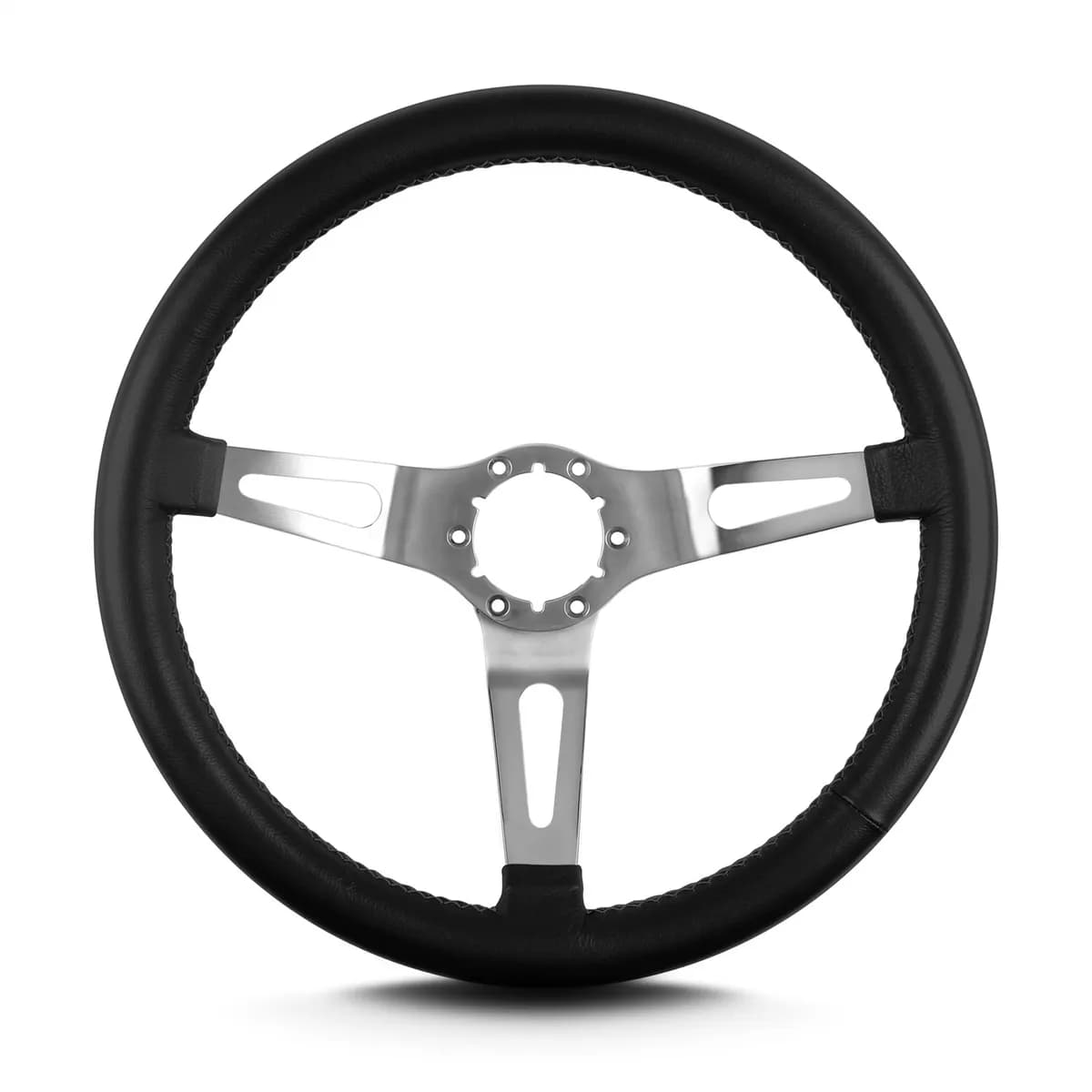 Lecarra Teardrop Steering Wheel; Black; 3 Brushed Spokes; 14 in. Standard Grip;